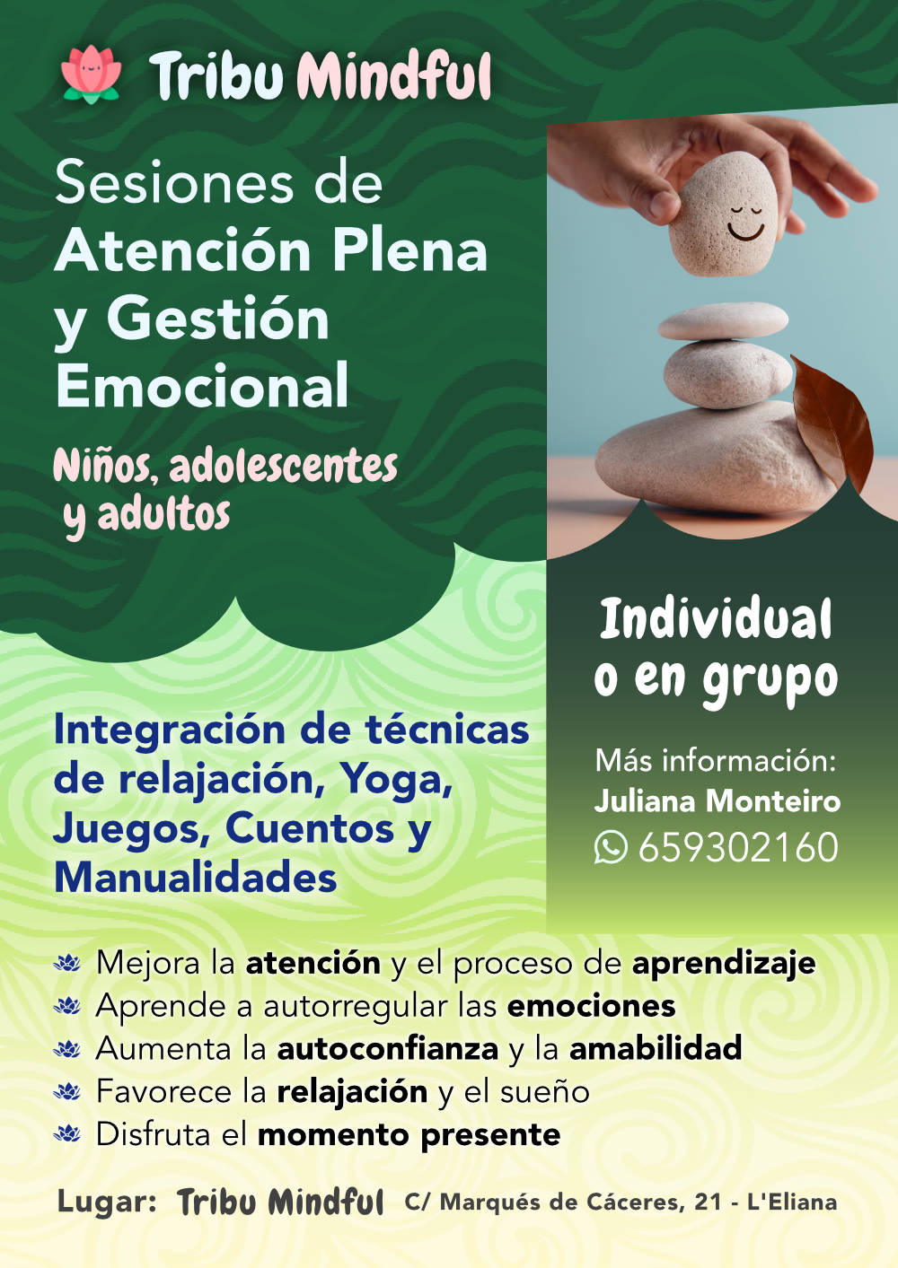 Cartel clases de Mindfulness para niños, adolescentes y adultos